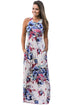 Sexy White Floral Print Sleeveless Long Boho Dress